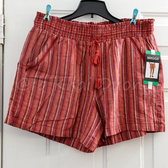 Briggs New York Pants - Briggs Ladies’ Linen Blend Short RED STRIPE